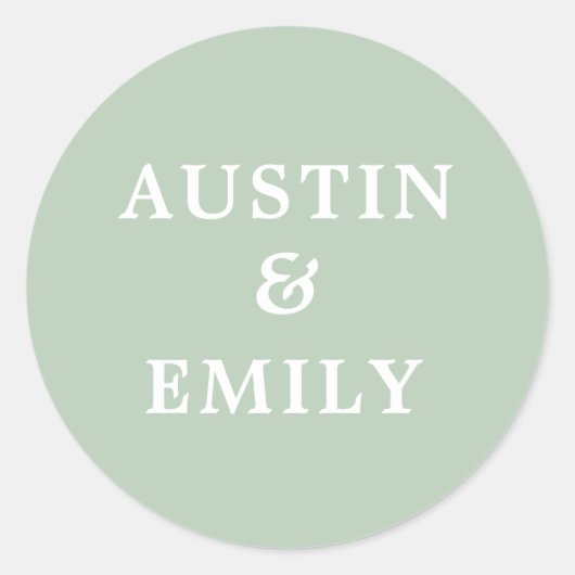 Persoonlijk modern groen huwelijk ronde sticker (Voorkant)