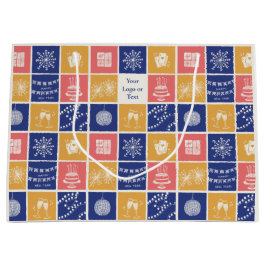 Persoonlijk modern handgetekend kleurrijk nieuwjaa groot cadeauzakje