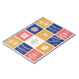 Persoonlijk modern handgetekend kleurrijk nieuwjaa notitieboek