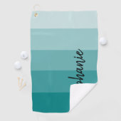 Persoonlijk modern handtekening teal kleurblok golfhanddoek (Insitu)