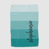 Persoonlijk modern handtekening teal kleurblok golfhanddoek (Voorkant)