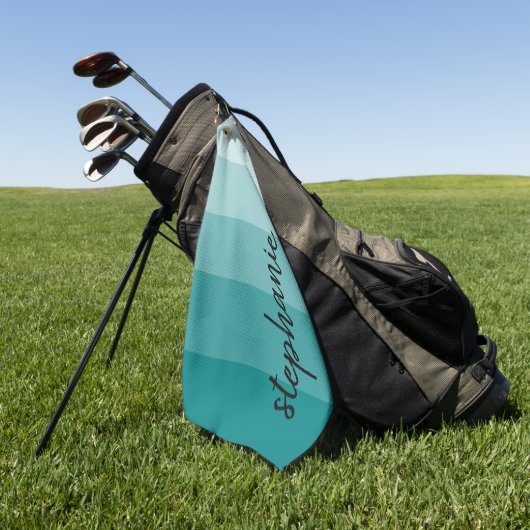 Persoonlijk modern handtekening teal kleurblok golfhanddoek (Groen)