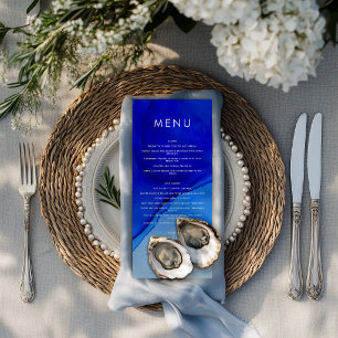 Persoonlijk Modern Inkt Trouwmenu Krachtig Blauw Menu