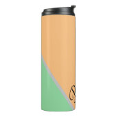 Persoonlijk modern kleurblok pastel mint perzik thermosbeker (Gedraaid links)