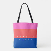 Persoonlijk modern kleurblokpatroon tote bag (Achterkant)