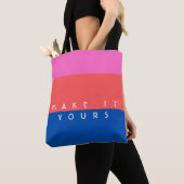 Persoonlijk modern kleurblokpatroon tote bag (Dichtbij)