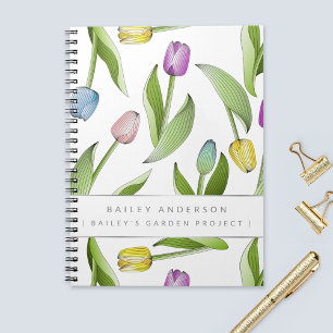 Persoonlijk modern kleurrijk tulp bloemmotief notitieboek