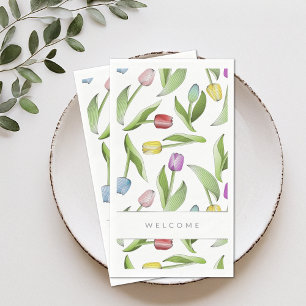 Persoonlijk modern kleurrijk tulp bloemmotief servet