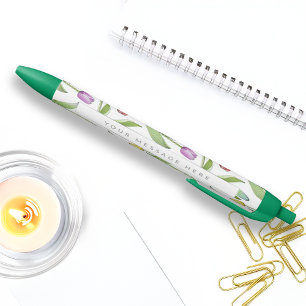 Persoonlijk modern kleurrijk tulp bloemmotief zwarte inkt pen