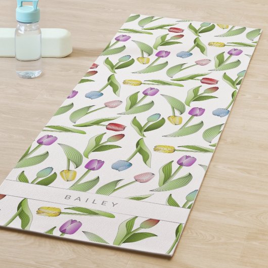 Persoonlijk modern kleurrijk tulp patroon yogamat