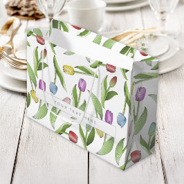 Persoonlijk modern kleurrijk tulpenpatroon groot cadeauzakje