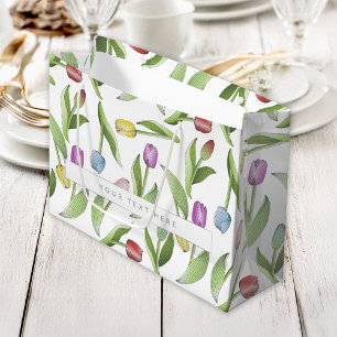 Persoonlijk modern kleurrijk tulpenpatroon groot cadeauzakje