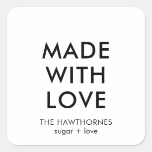 Persoonlijk modern minimalistisch gemaakt met lief vierkante sticker