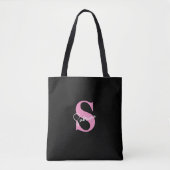 Persoonlijk modern minimalistisch roze monogram tote bag (Voorkant)