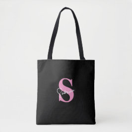 Persoonlijk Modern Minimalistisch Roze Monogram Tote Bag