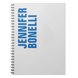 Persoonlijk modern minimalistisch vet tekst blauw notitieboek