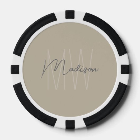 Persoonlijk modern monogram poker chips (Voorkant)