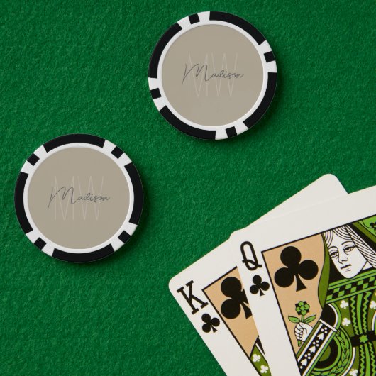 Persoonlijk modern monogram poker chips (Pokertafel (Dubbel))