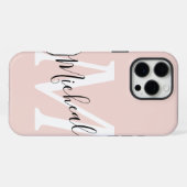 Persoonlijk modern naammonogram roze iPhone hoesje (Achterkant horizontaal)