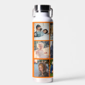 Persoonlijk modern oranje foto collage monogram waterfles (Voorkant)