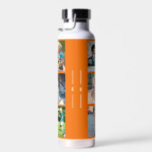 Persoonlijk modern oranje foto collage monogram waterfles (Rechts)