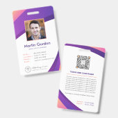 Persoonlijk modern paars personeels-ID Badge (Voor- en achterkant)