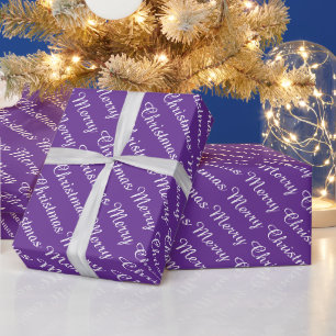 Persoonlijk modern prettig kerstfeest paars cadeaupapier