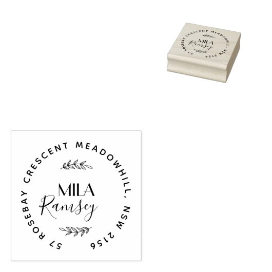 Persoonlijk modern retouradres botanisch rubberstempel (Gestempeld)