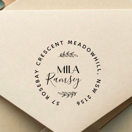 Persoonlijk modern retouradres botanisch rubberstempel