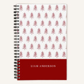 Persoonlijk modern rood kerstboompatroon notitieboek (Voorkant)