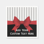 Persoonlijk modern rood lint en gestreepte papier servet (Voorkant)