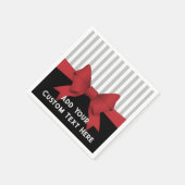 Persoonlijk modern rood lint en gestreepte papier servet (Hoek)