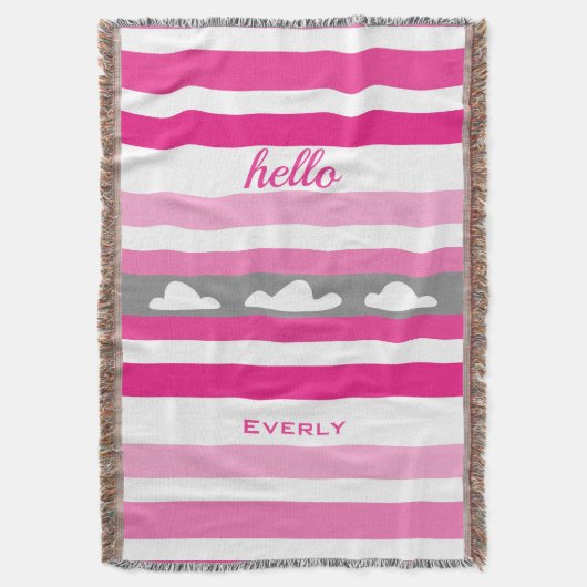 Persoonlijk modern roze gestreepte wolken deken (Voorkant Verticaal)