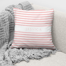 Persoonlijk modern roze strepenpatroon kussen