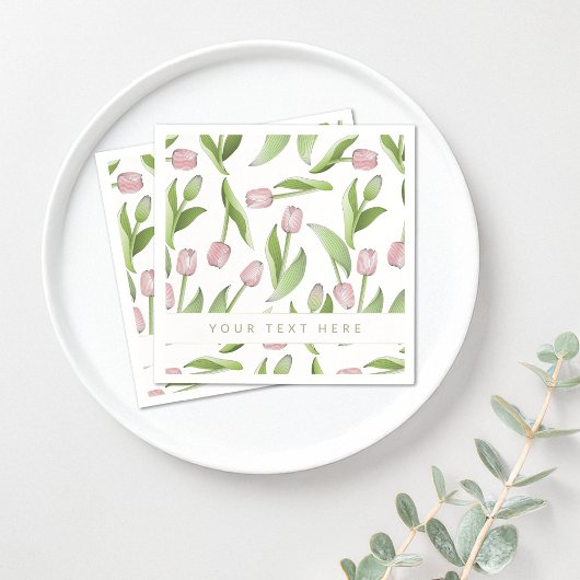 Persoonlijk modern roze tulp papier servet