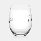 Persoonlijk modern schrift wijnglas zonder voet (Links)