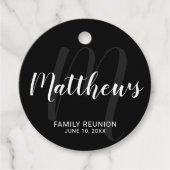 Persoonlijk modern script monogram & naam van fami bedankjes labels (Voorkant)