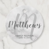 Persoonlijk modern script monogram & naam van fami bedankjes labels (Voorkant)