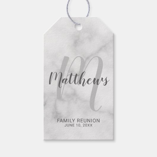 Persoonlijk modern script monogram & naam van fami cadeaulabel (Voorkant)