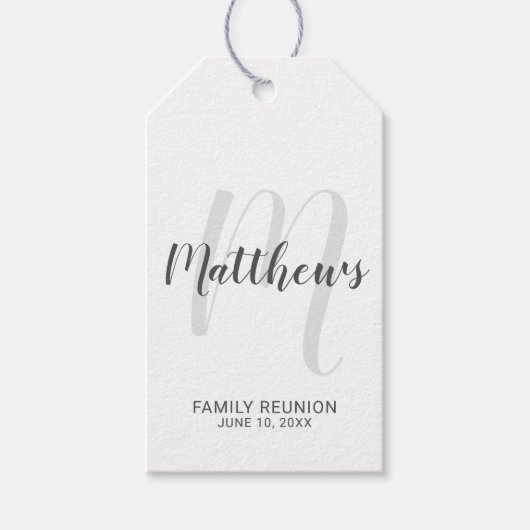 Persoonlijk modern script monogram & naam van fami cadeaulabel (Voorkant)