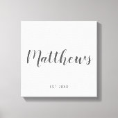 Persoonlijk modern script monogram & naam van fami canvas afdruk (Voorkant)