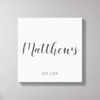 Persoonlijk modern script monogram & naam van fami