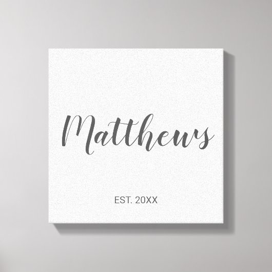 Persoonlijk modern script monogram & naam van fami canvas afdruk (Voorkant)