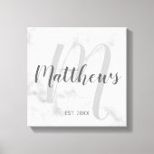 Persoonlijk modern script monogram & naam van fami canvas afdruk (Voorkant)
