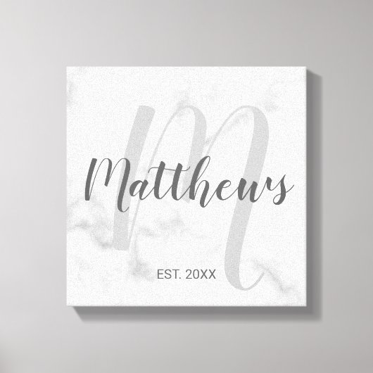 Persoonlijk modern script monogram & naam van fami canvas afdruk (Voorkant)