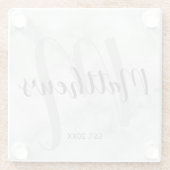 Persoonlijk modern script monogram & naam van fami glazen onderzetter (Achterkant)