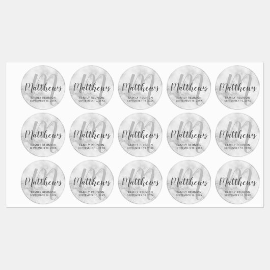 Persoonlijk modern script monogram & naam van fami labels (Vel)