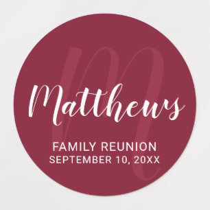 Persoonlijk modern script monogram & naam van fami labels