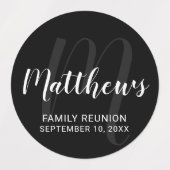 Persoonlijk modern script monogram & naam van fami labels (Design 1)