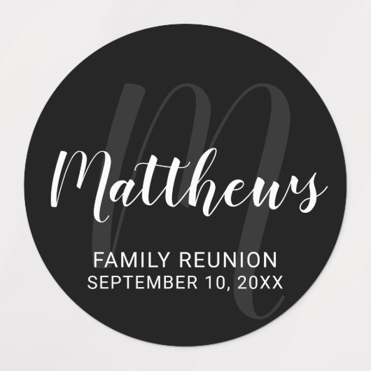 Persoonlijk modern script monogram & naam van fami labels (Design 1)